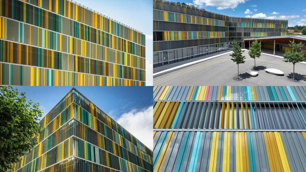 Kinetic facade at the Collège Champier, France, by CoCo architecture & Jean de Giacinto, Betrec (Alethia) and Kingspann Light + Air (Image Courtesy of Kingspann Light + Air)