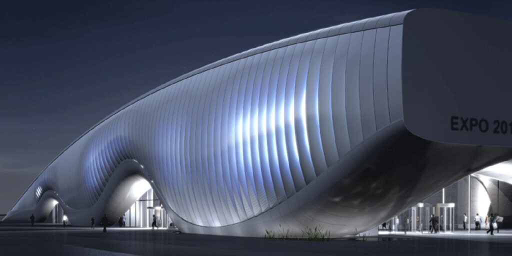 Kinetic facade at the One Ocean Pavilion, Seoul, by SOMA Lima and Knippers Helbig (Image Courtesy of SOMA)
